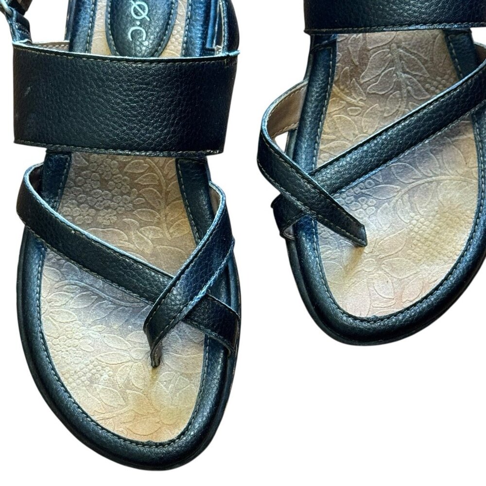 BOC Born Concept Vegan Leather Sandals 7M Black Casual Comfort Summer Toe Loop - Picture 2 of 11